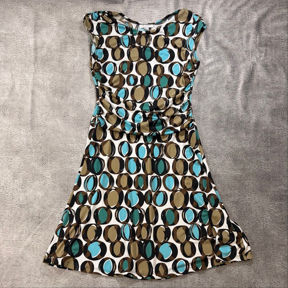 Vintage Geometric Ruched Waist Midi Dress
